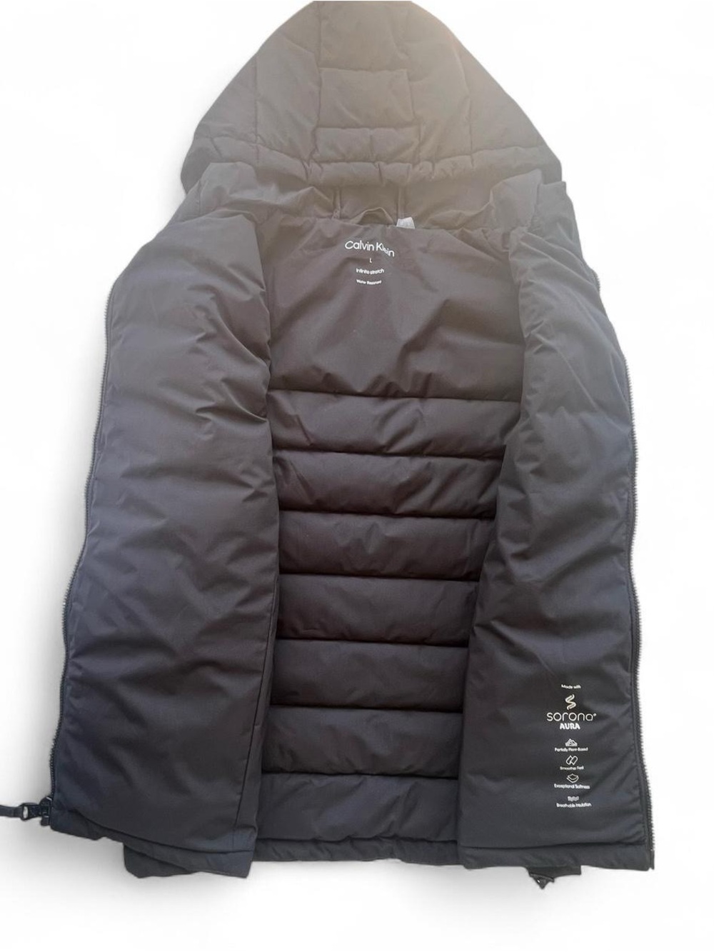 Calvin Klein Infinite Stretch Water Resistant Hooded Puffer Vest Black Women’s L - Picture 4 of 8